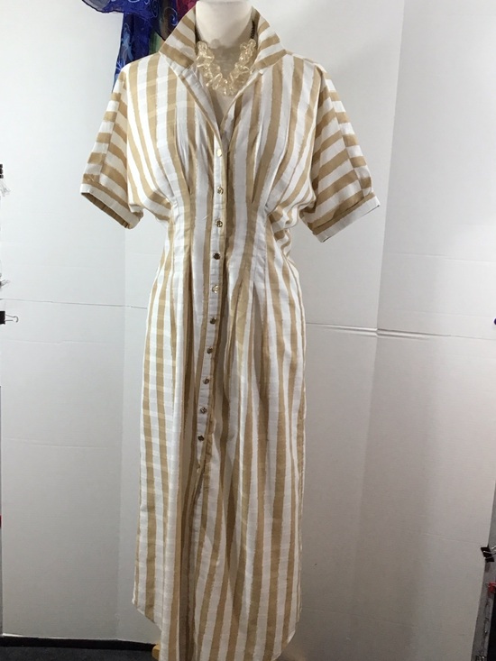 Emily Mccarthy Dresses & Skirts - Emily McCarthy Georgia Striped Button-Front Shirt Dress in sand stripe S